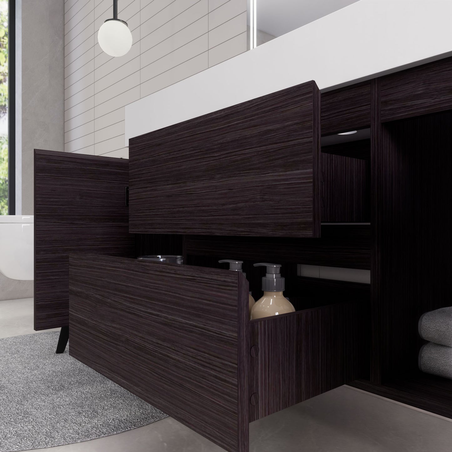 Monterey 48" Dark Gray Oak Wall Mounted Vanity with Reinforced Acrylic Sink