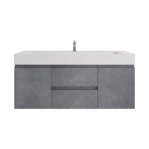 Monterey 60" Cement Gray Wall Mounted Vanity with Reinforced Acrylic Sink