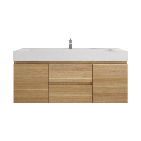 Monterey 60" White Oak Wall Mounted Vanity with Reinforced Acrylic Sink