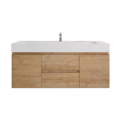 Monterey 60" New England Oak Wall Mounted Vanity with Reinforced Acrylic Sink