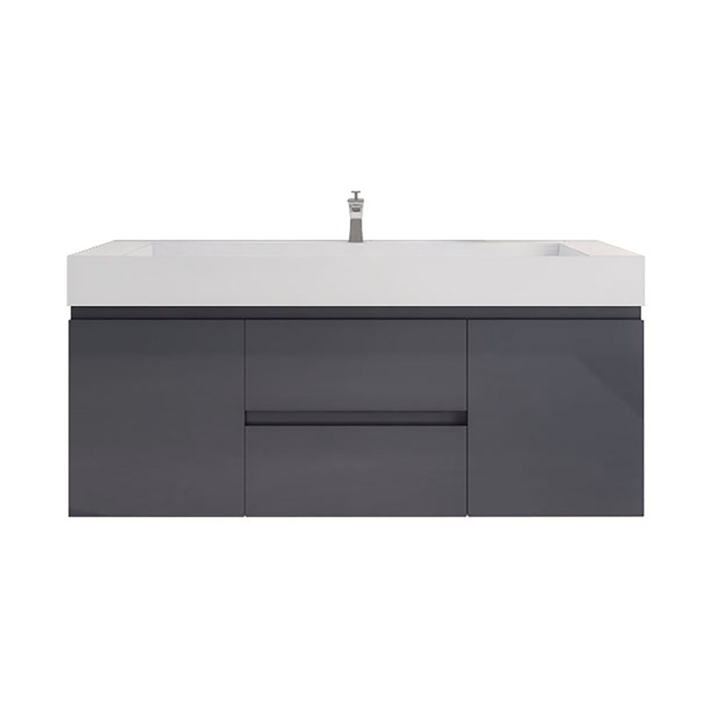 Monterey 60" Glossy Gray Wall Mounted Vanity with Reinforced Acrylic Sink