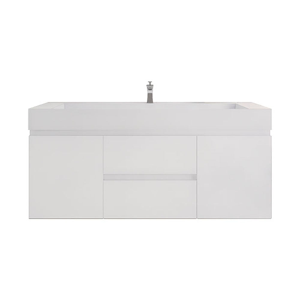 Monterey 60" Glossy White Wall Mounted Vanity with Reinforced Acrylic Sink