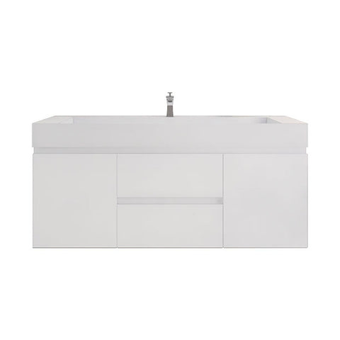 Monterey 60" Glossy White Wall Mounted Vanity with Reinforced Acrylic Sink