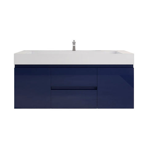 Monterey 60" Night Blue Wall Mounted Vanity with Reinforced Acrylic Sink