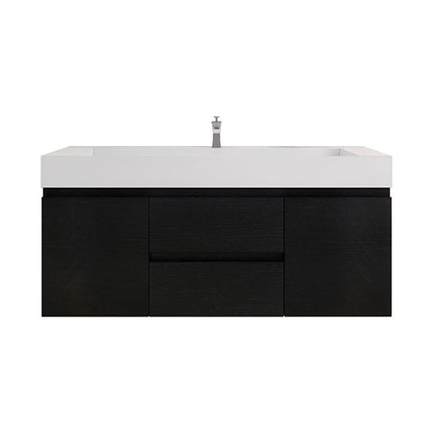 Monterey 60" Rich Black Wall Mounted Vanity with Reinforced Acrylic Sink