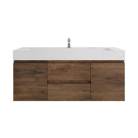 Monterey 60" Rosewood Wall Mounted Vanity with Reinforced Acrylic Sink