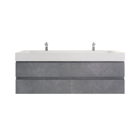Monterey 72" Cement Gray Wall Mounted Vanity with Reinforced Acrylic Sinks