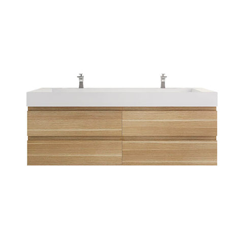 Monterey 72" White Oak Wall Mounted Vanity with Reinforced Acrylic Sink