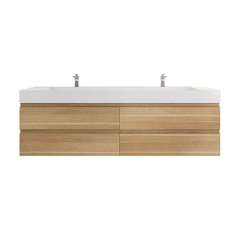 Monterey 84" White Oak Wall Mounted Vanity with Reinforced Acrylic Sink