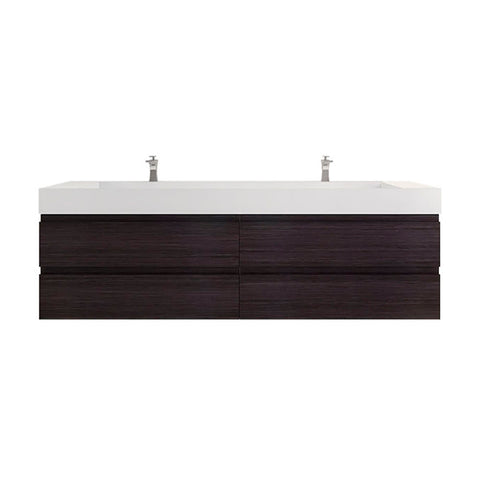 Monterey 84" Dark Gray Oak Wall Mounted Vanity with Reinforced Acrylic Sinks