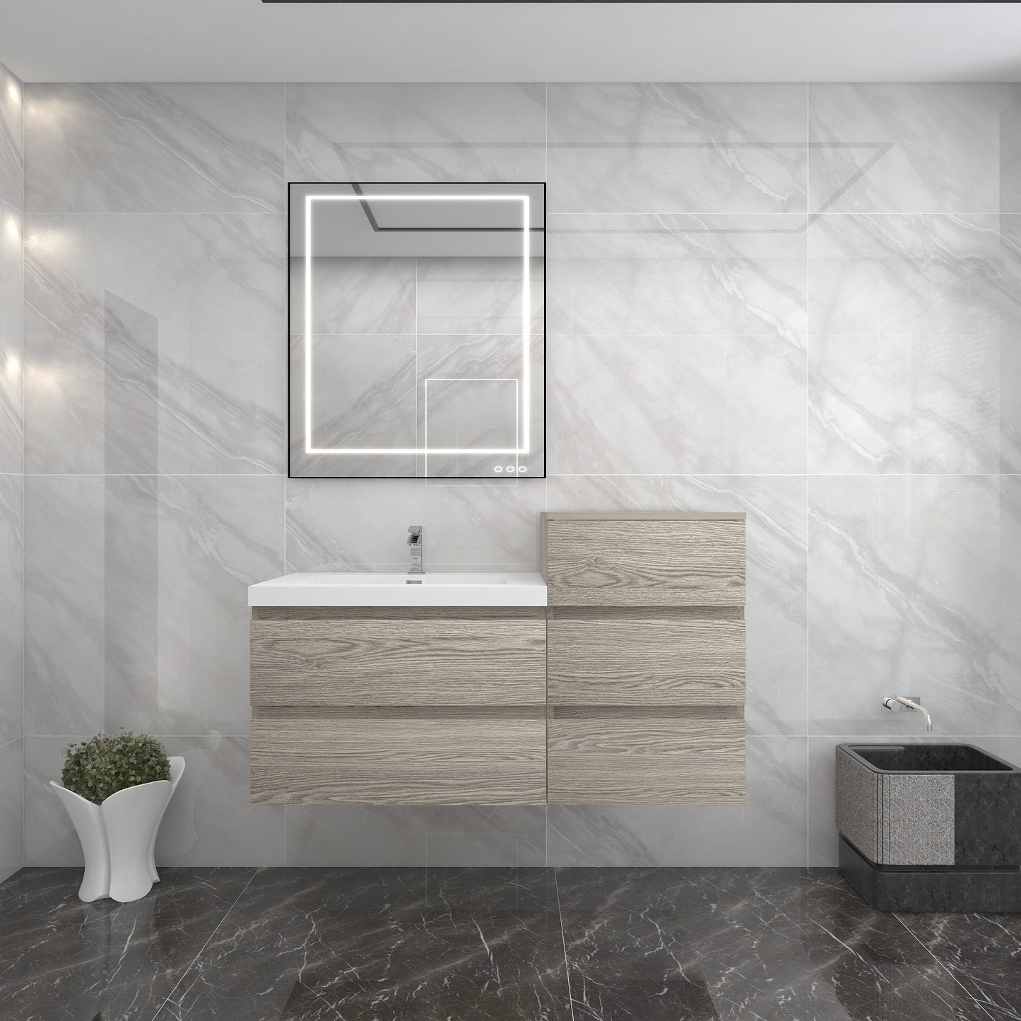 BOW Floating Bathroom Vanity with Reinforced Acrylic Sink 24" - 116"