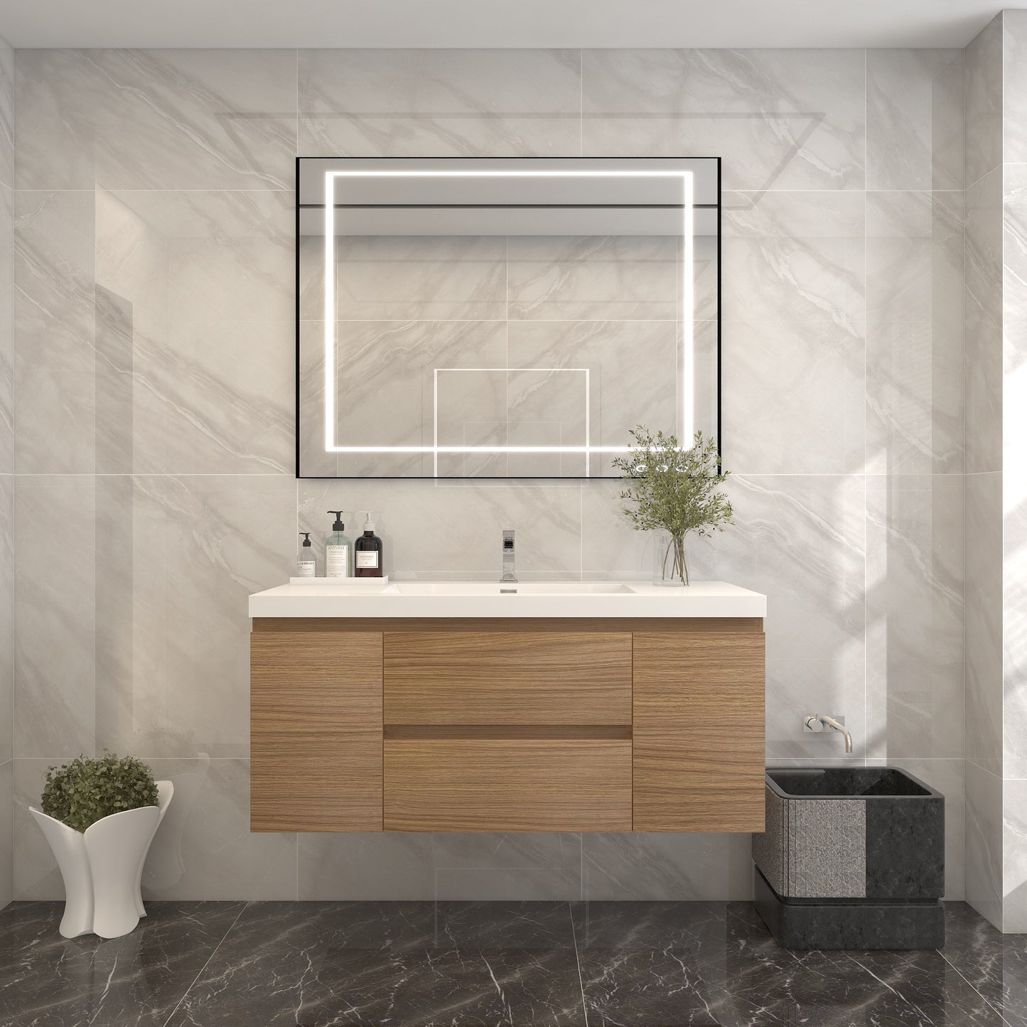 BOW 48" Single Sink Vanity in Rosewood - Better Vanity