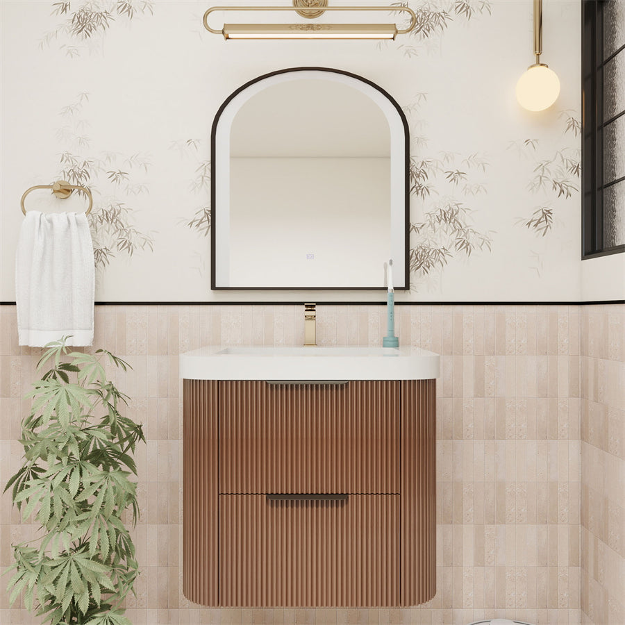 Celine Fluted Floating Bathroom Vanity with Sink