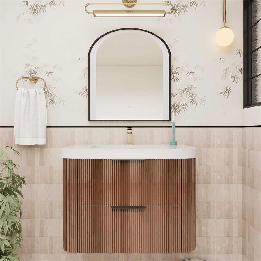 Celine Fluted Floating Bathroom Vanity with Sink