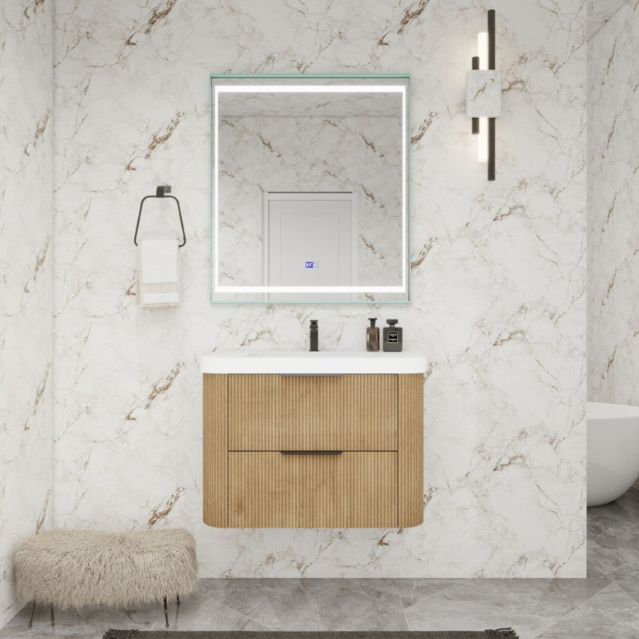 Celine Fluted Floating Bathroom Vanity with Sink
