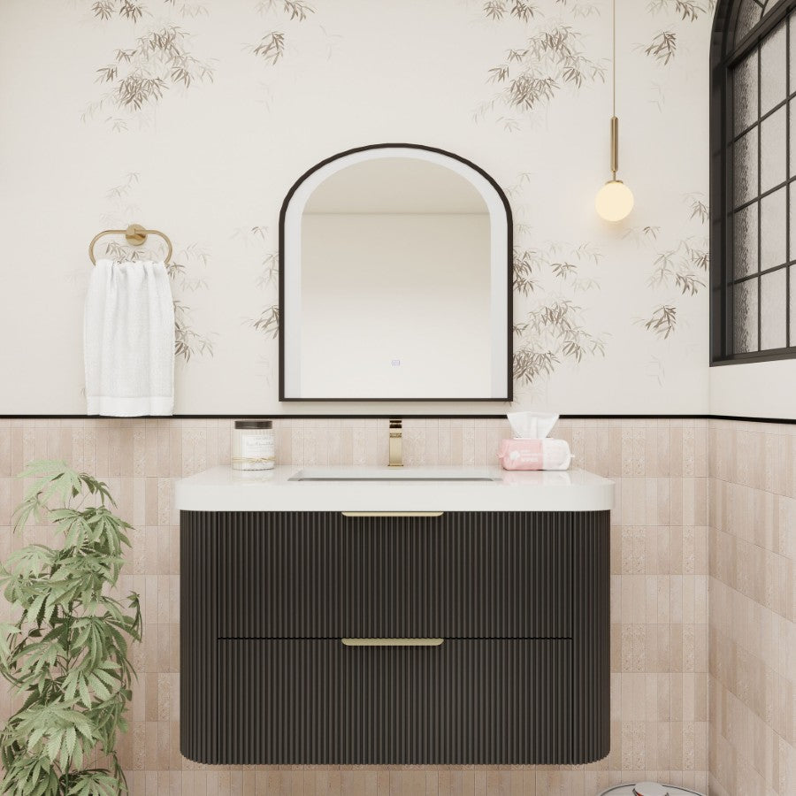 Celine Fluted Floating Bathroom Vanity with Sink