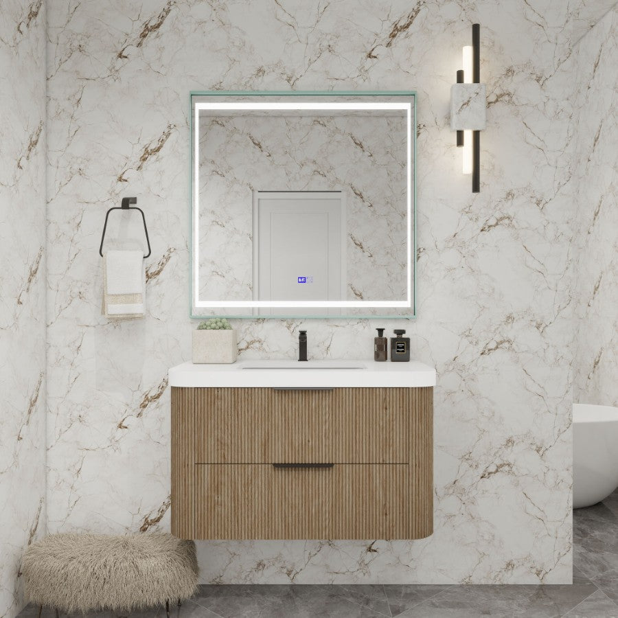 Celine Fluted Floating Bathroom Vanity with Sink