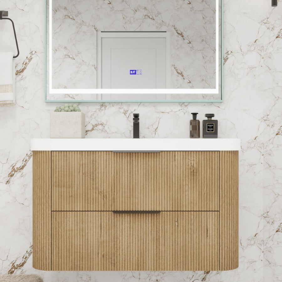 Celine Fluted Floating Bathroom Vanity with Sink