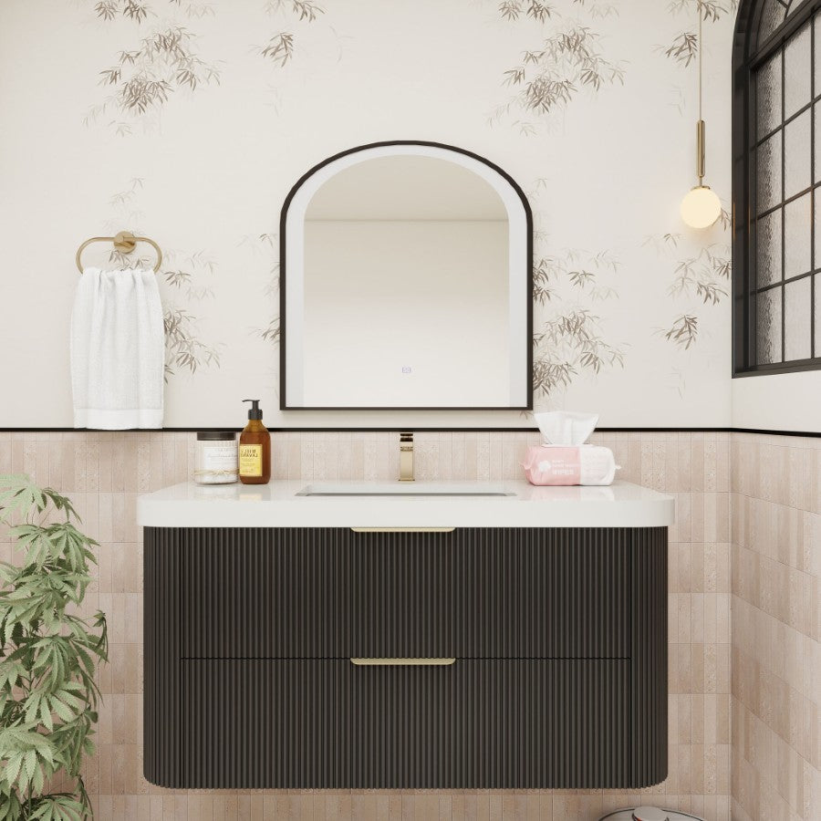 Celine Fluted Floating Bathroom Vanity with Sink