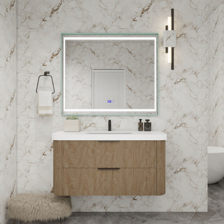 Celine Fluted Floating Bathroom Vanity with Sink