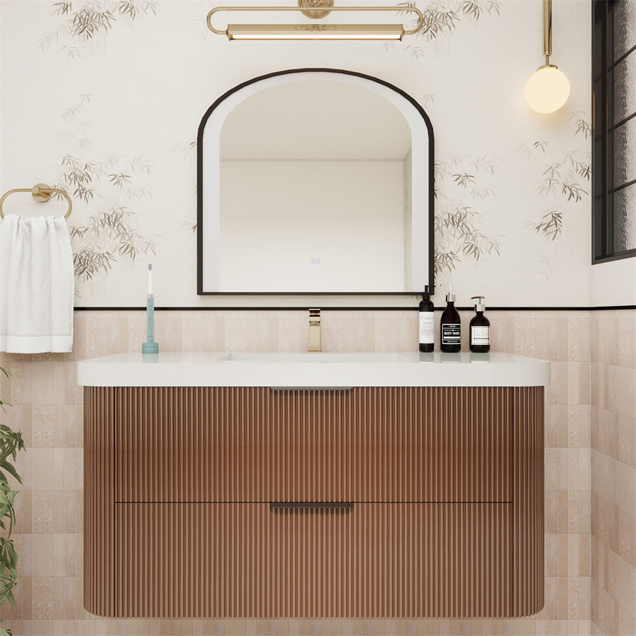 Celine Fluted Floating Bathroom Vanity with Sink