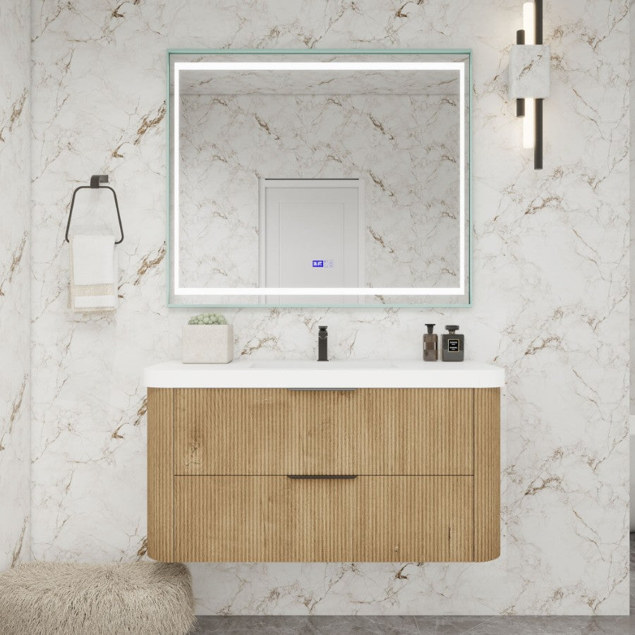 Celine Fluted Floating Bathroom Vanity with Sink