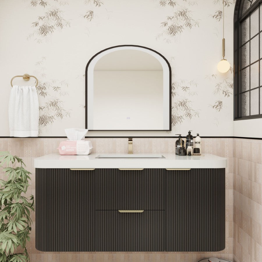Celine Fluted Floating Bathroom Vanity with Sink