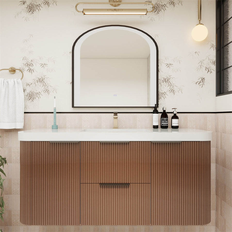 Celine Fluted Floating Bathroom Vanity with Sink