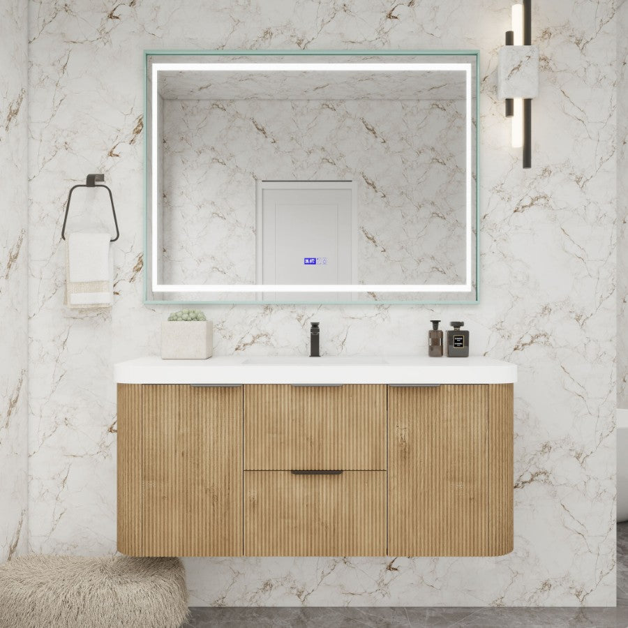 Celine Fluted Floating Bathroom Vanity with Sink