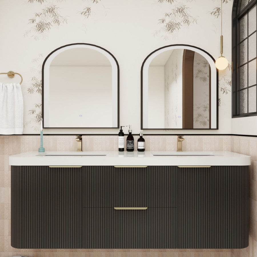 Celine Fluted Floating Bathroom Vanity with Sink