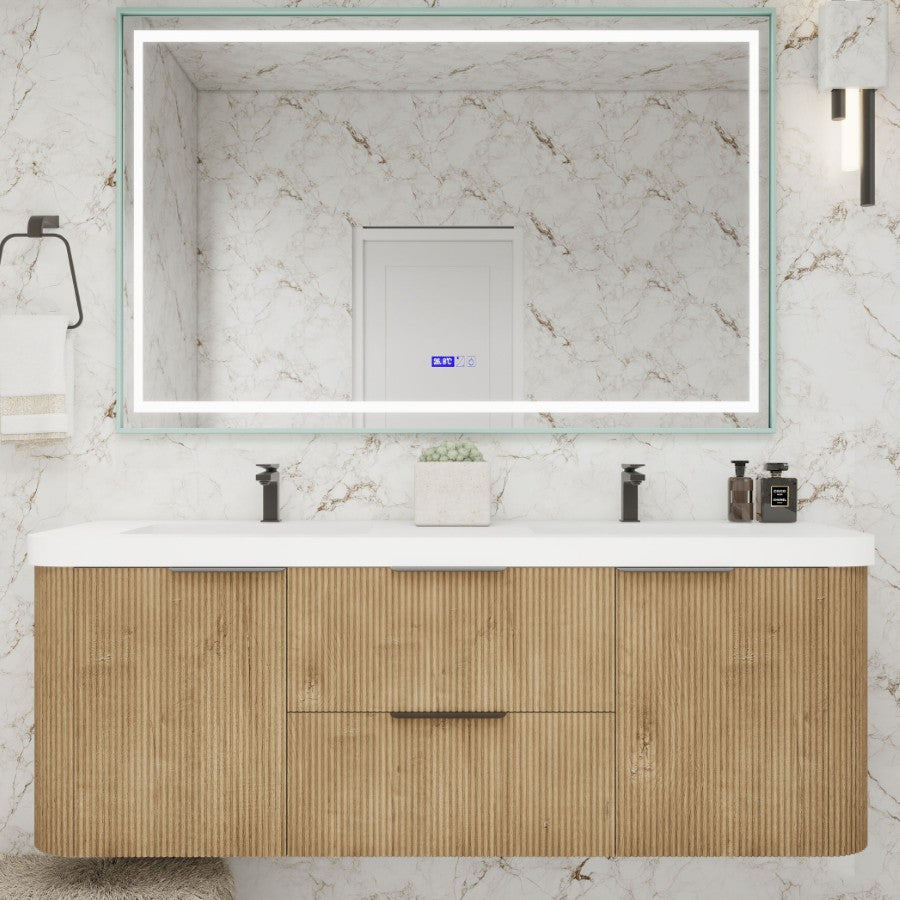 Celine Fluted Floating Bathroom Vanity with Sink