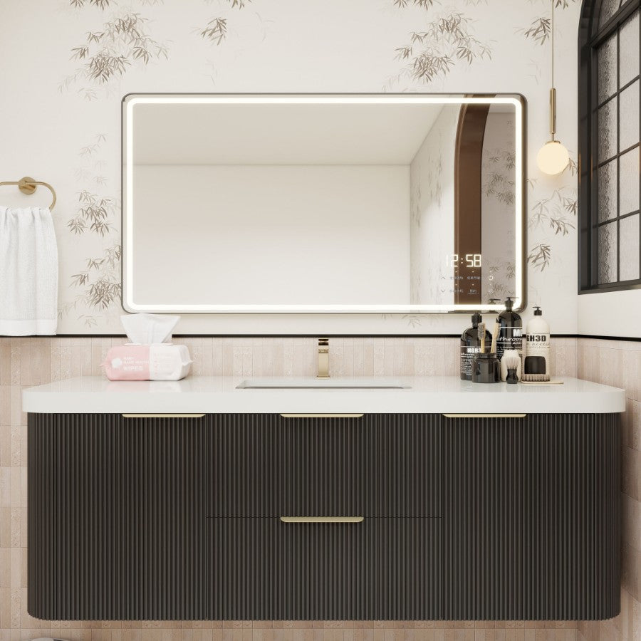 Celine Fluted Floating Bathroom Vanity with Sink