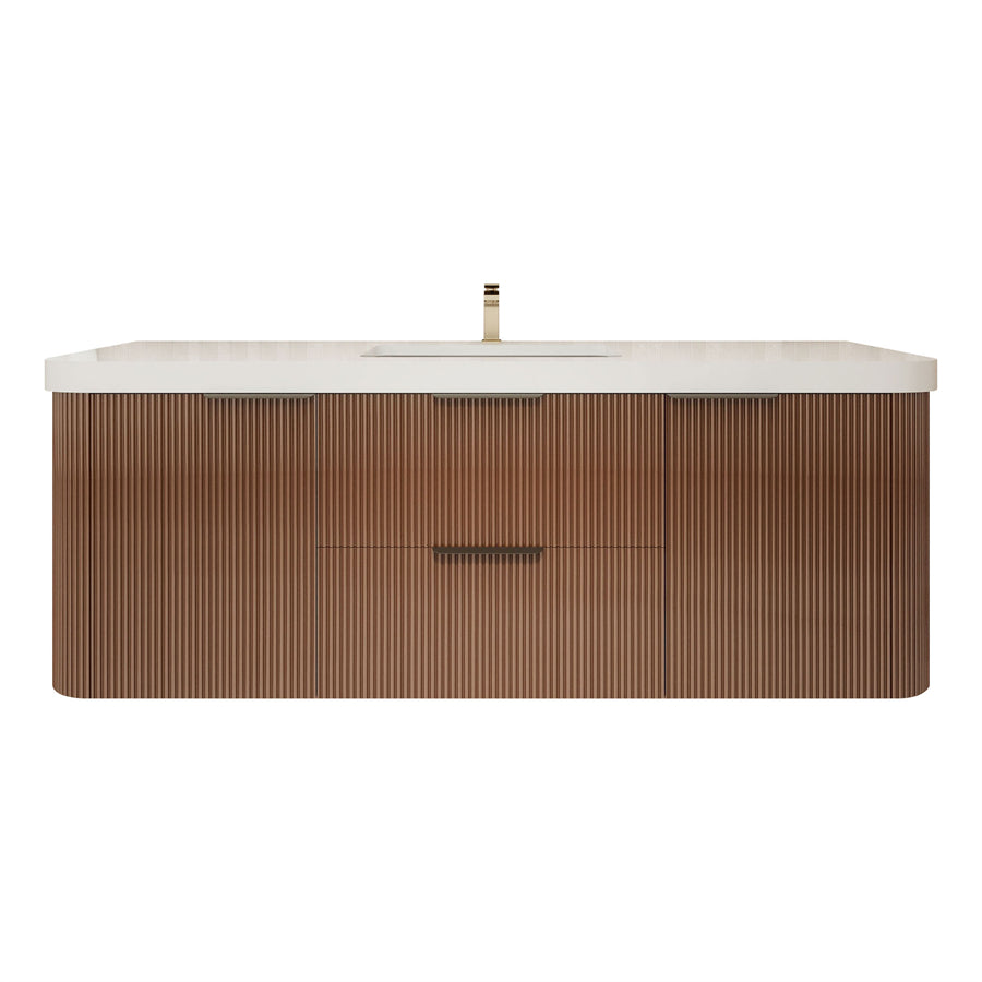 Celine Fluted Floating Bathroom Vanity with Sink