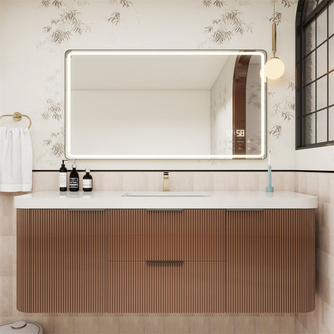 Celine Fluted Floating Bathroom Vanity with Sink