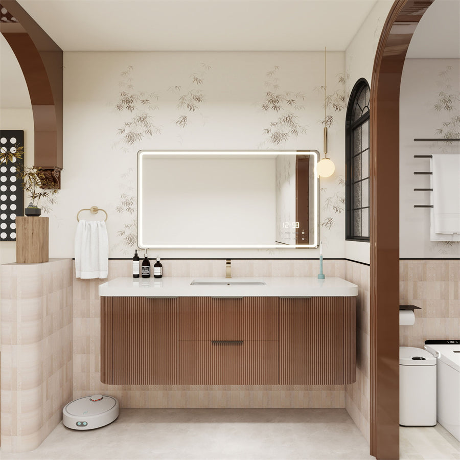 Celine Fluted Floating Bathroom Vanity with Sink