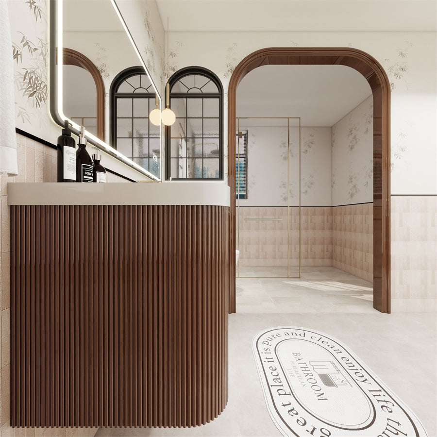 Celine Fluted Floating Bathroom Vanity with Sink