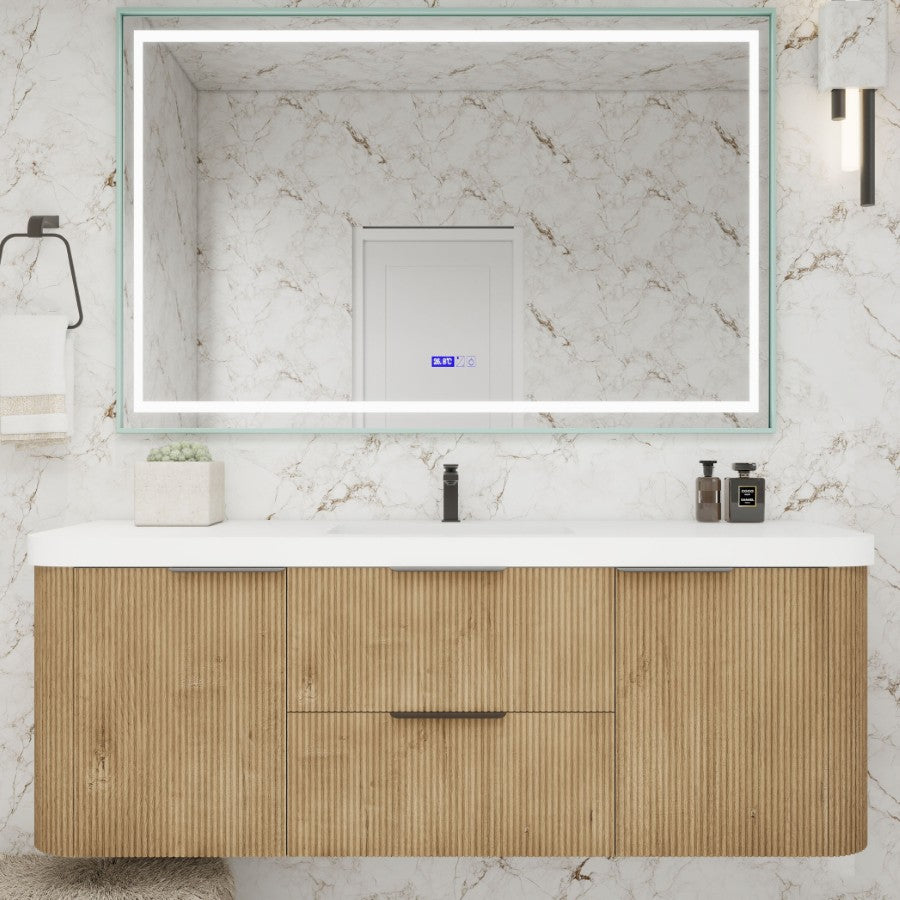 Celine Fluted Floating Bathroom Vanity with Sink