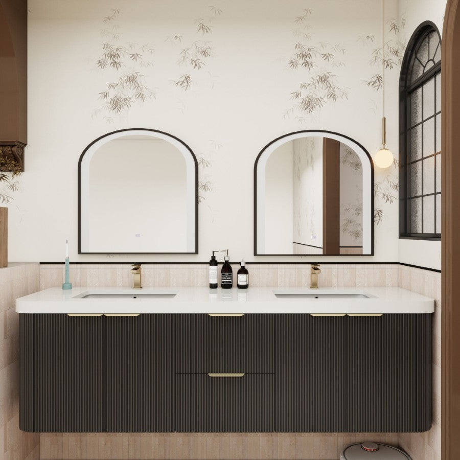 Celine Fluted Floating Bathroom Vanity with Sink