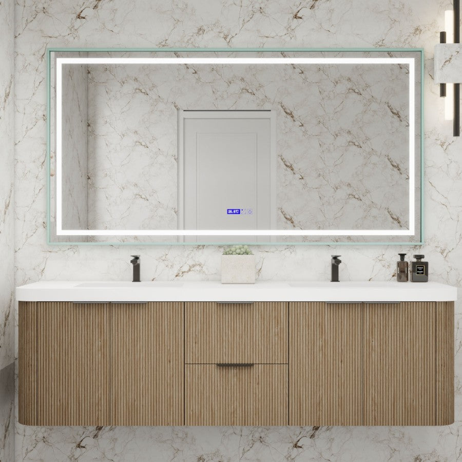 Celine Fluted Floating Bathroom Vanity with Sink