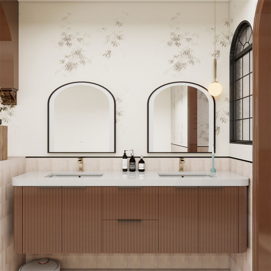 Celine Fluted Floating Bathroom Vanity with Sink