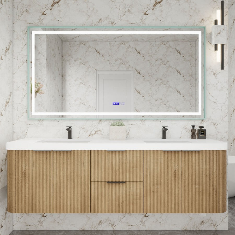 Celine Fluted Floating Bathroom Vanity with Sink