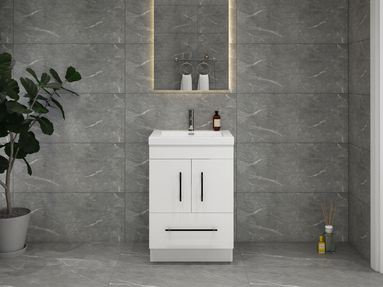 Elsa 24" Freestanding Vanity in Glossy White