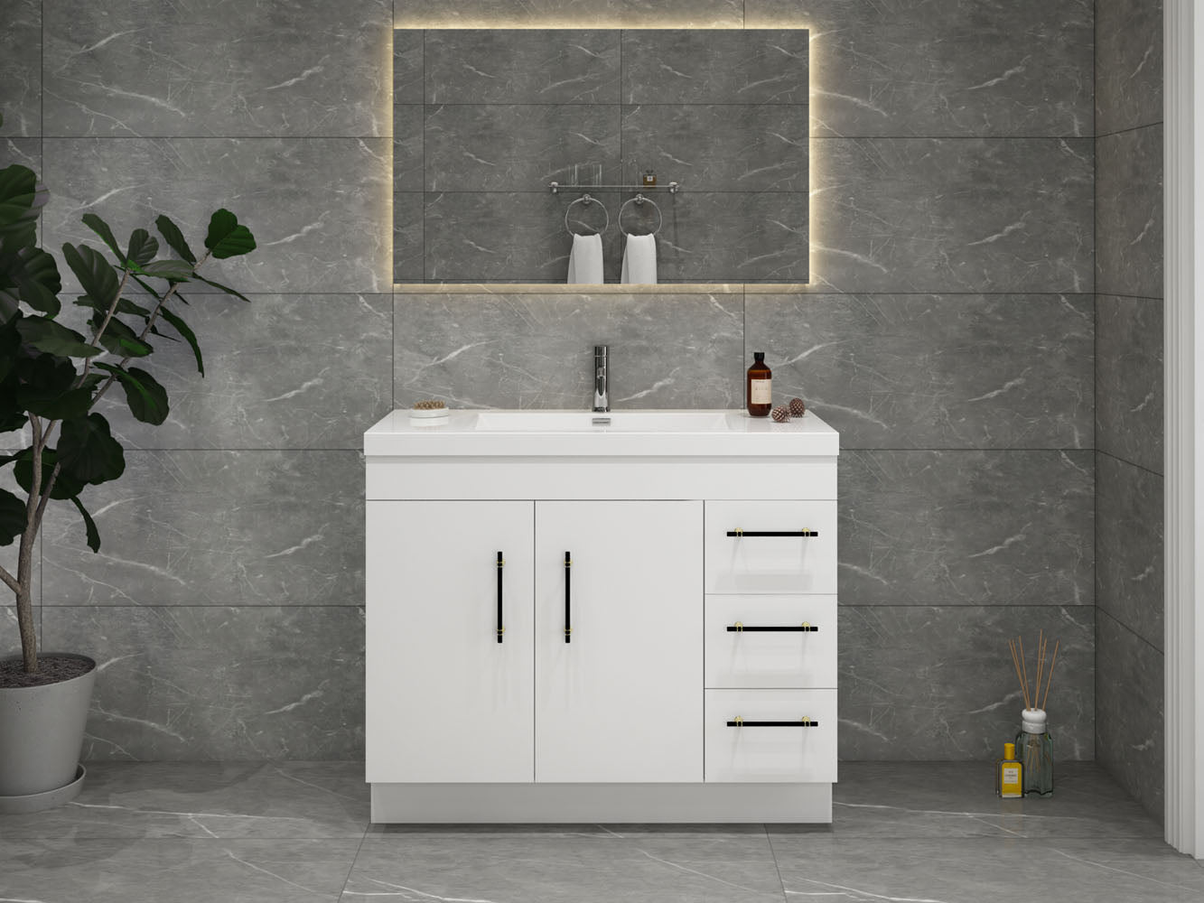 Elsa 42" Freestanding Vanity in Glossy White