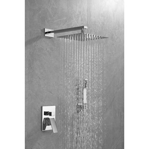 Amelia Chrome Shower Set w/ 10" Square Rain Shower and Handheld