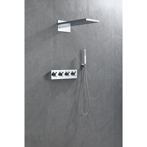 Samwell Chrome Shower Set w/ Waterfall Rain Shower and Handheld
