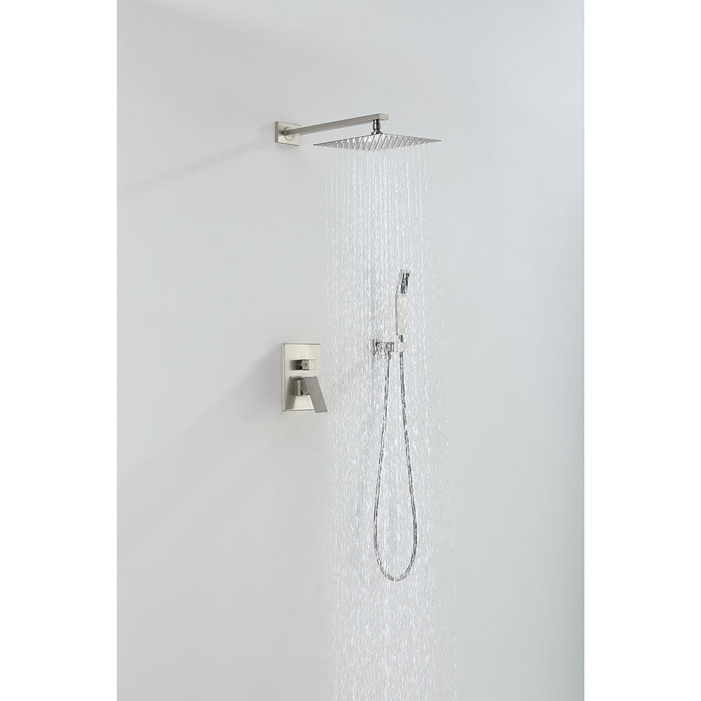 Amelia Brushed Nickel Shower Set w/ 10" Square Rain Shower and Handheld
