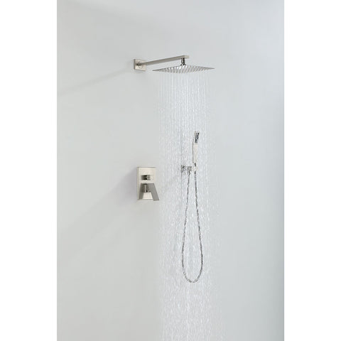 Amelia Brushed Nickel Shower Set w/ 10" Square Rain Shower and Handheld