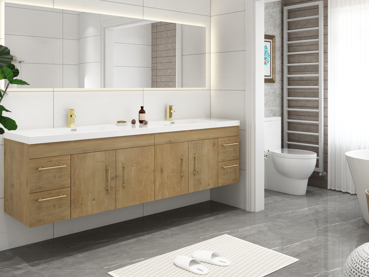 Elsa Wall Mounted Floating Bathroom Vanity with Reinforced Acrylic Sink | Better Vanity