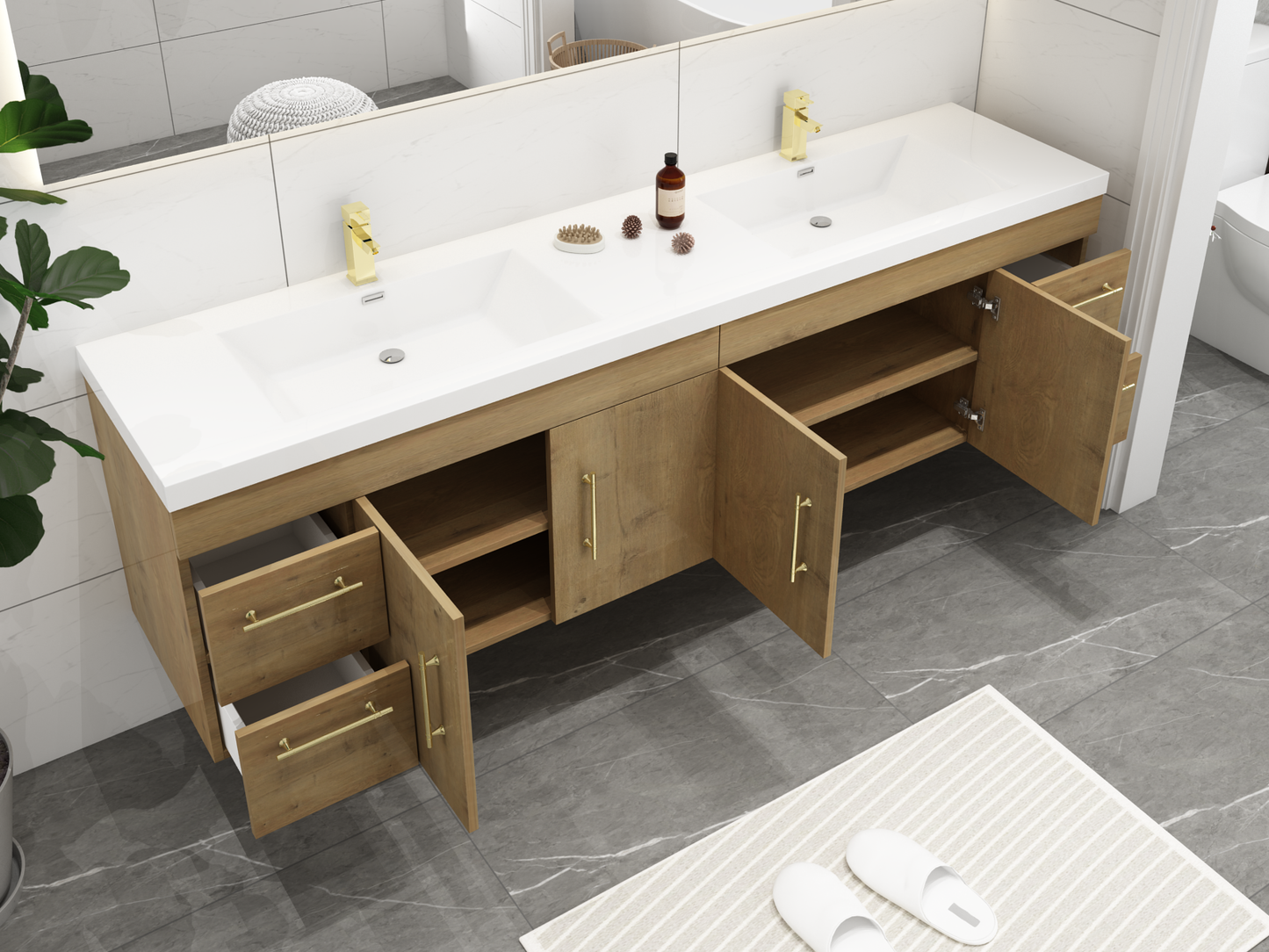 Elsa Wall Mounted Floating Bathroom Vanity with Reinforced Acrylic Sink | Better Vanity