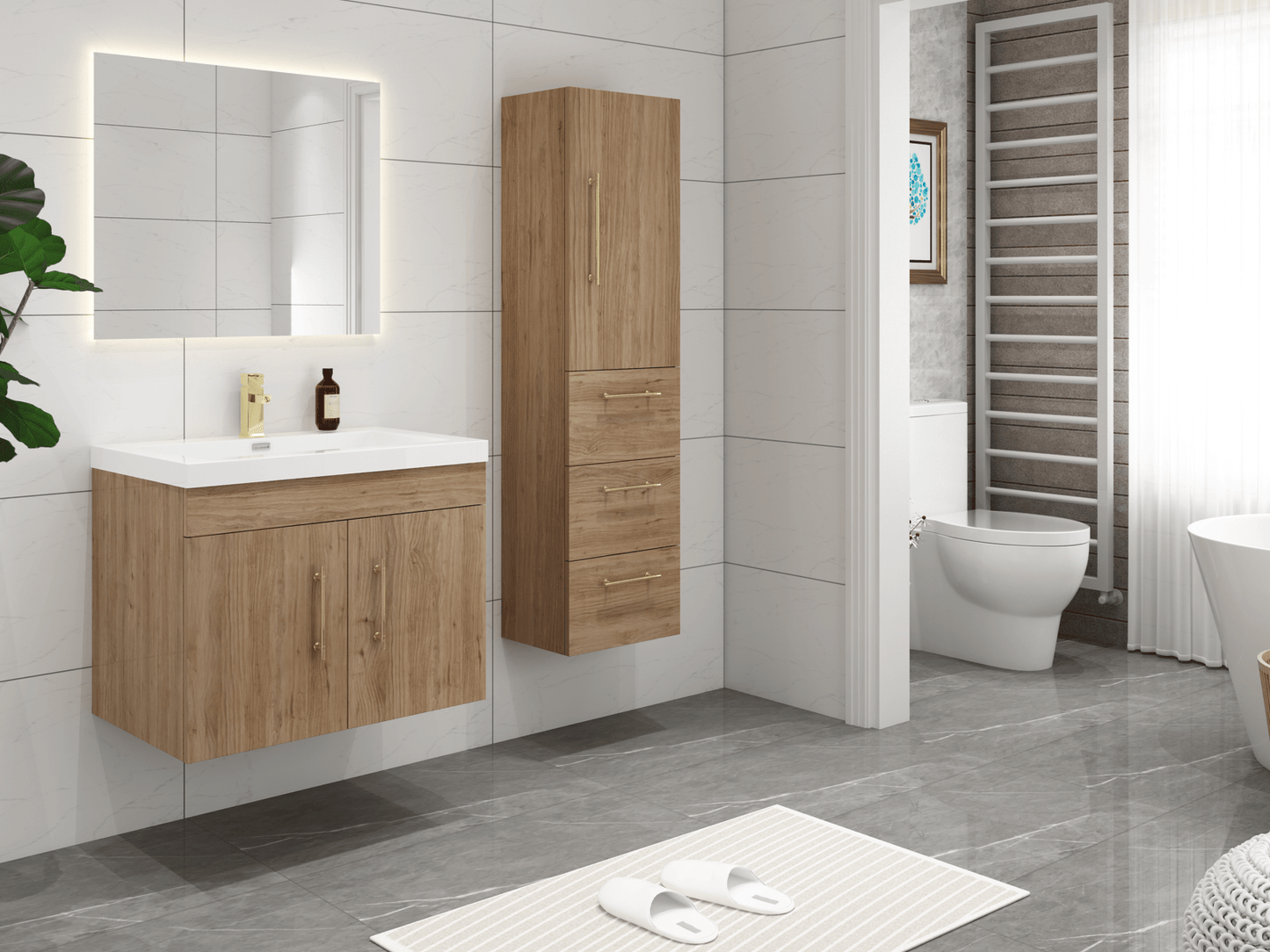 Elsa Natural Oak Wall Mounted Side Cabinet